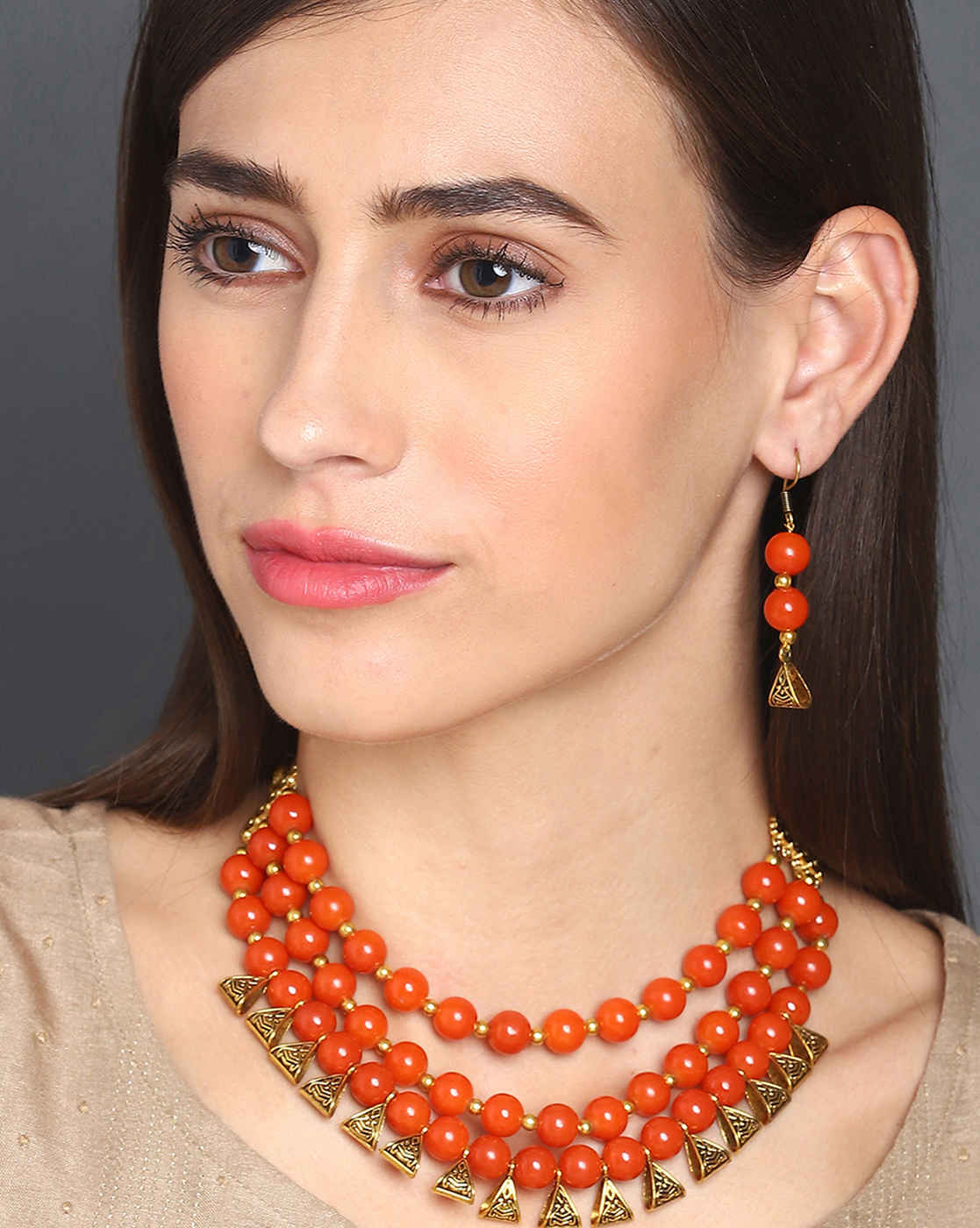 Buy SOHI 3 Layered Gold-Plated Beaded Loop Jewellery Set - Purplle