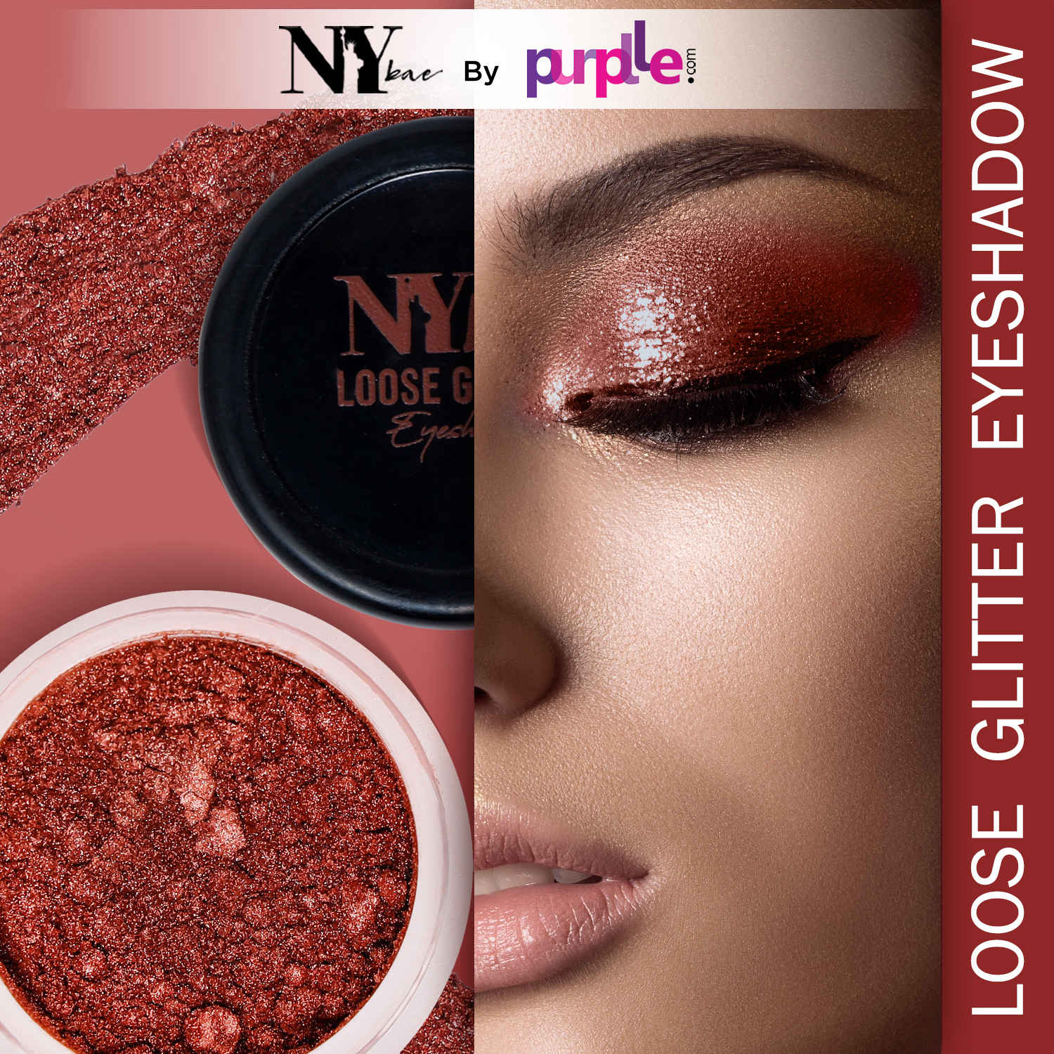 Buy NY Bae Loose Glitter Eyeshadow - Rustic Copper 03 (2 g) | Rich Glitter Finish | Enriched with Oils & Fruit Extract | Super Pigmented | Long lasting | Easy To Use | Cruelty Free - Purplle