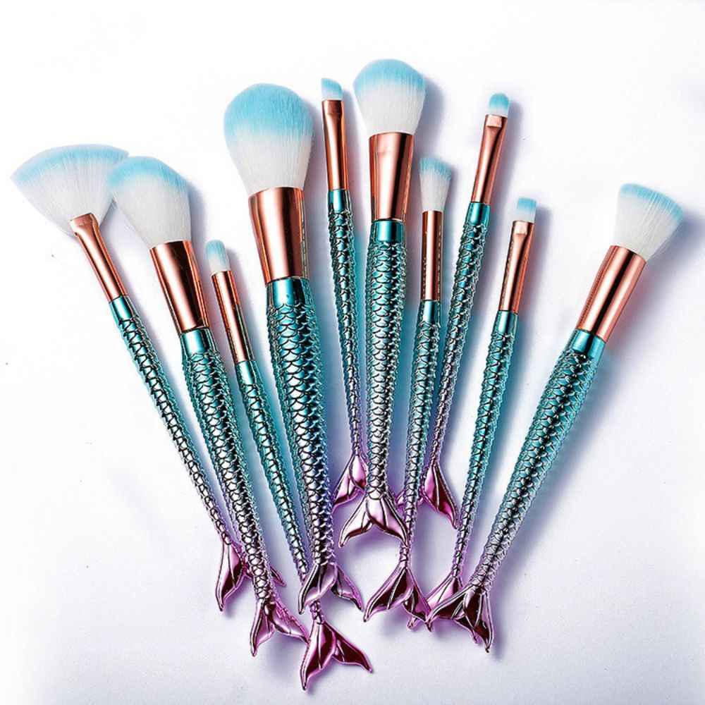 Buy ME-ON Professional Pack of 10 High Quality Mermaid Shaped Makeup Brushes for Full Makeup - Purplle