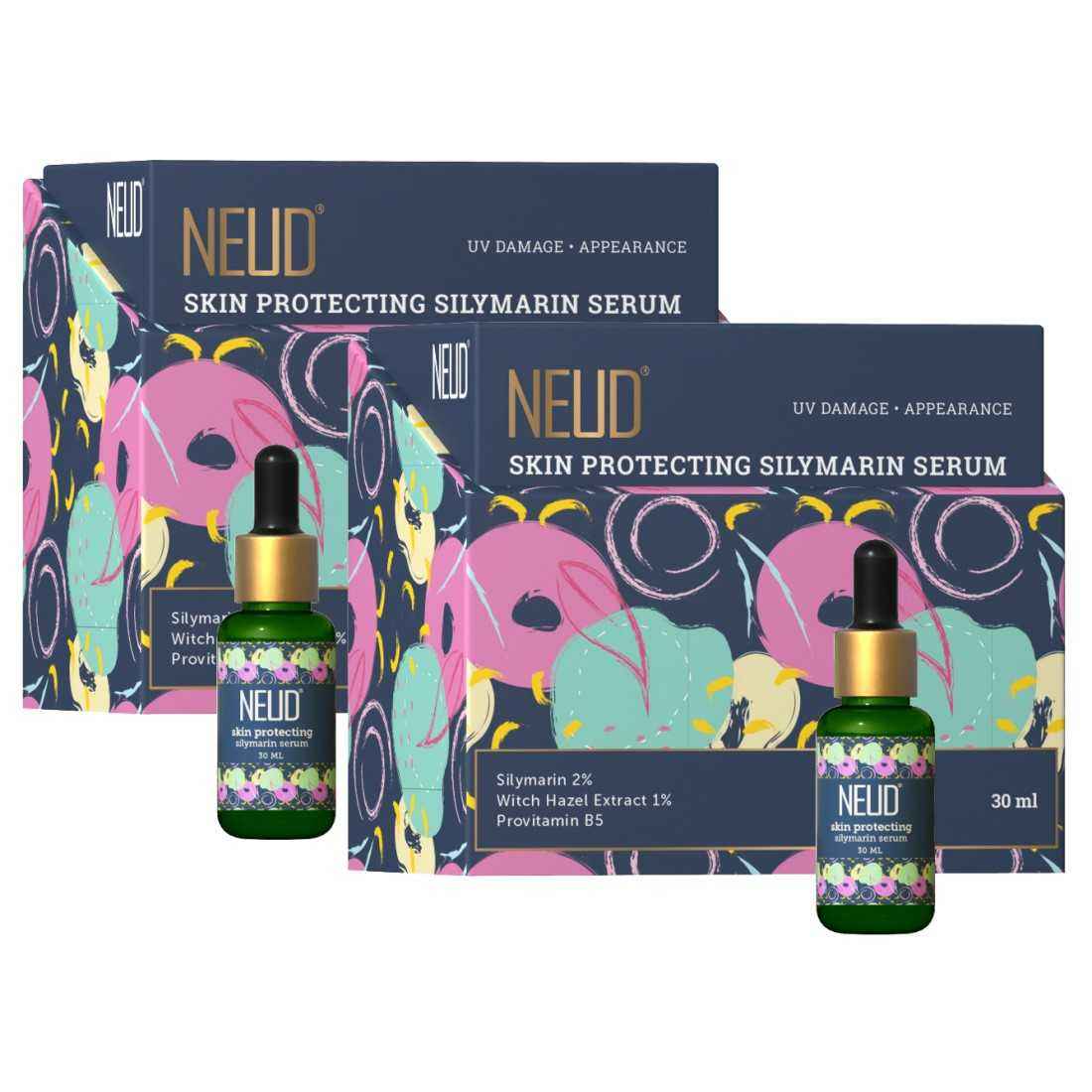 Buy NEUD Skin Protecting Silymarin Serum With Witch Hazel, Provitamin B5 and Aquaxyl - 2 Packs (30 ml Each) - Purplle