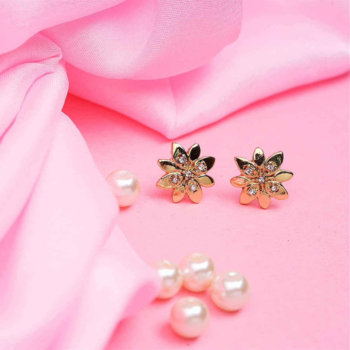 Buy Estele Gold Plated Flower Shaped Stud Earrings With Austrian Crystals for Girls and Women - Purplle