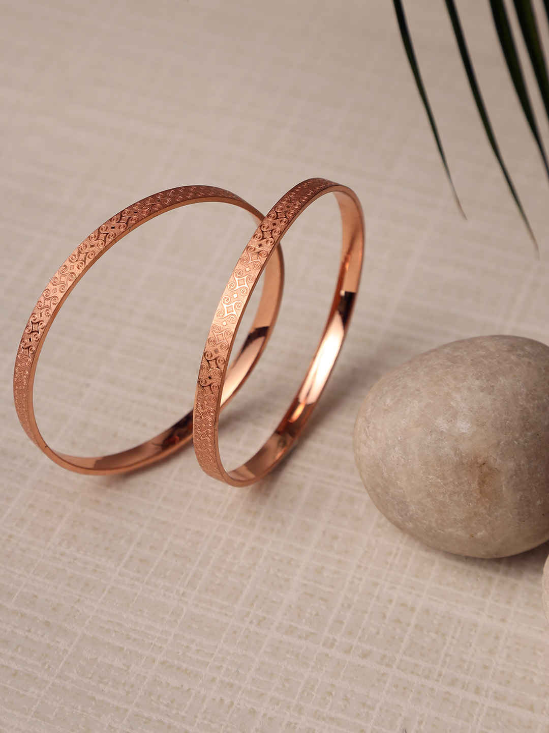 Buy Jazz And Sizzle Rose Gold Plated Set of 2 Bangle Set - Purplle