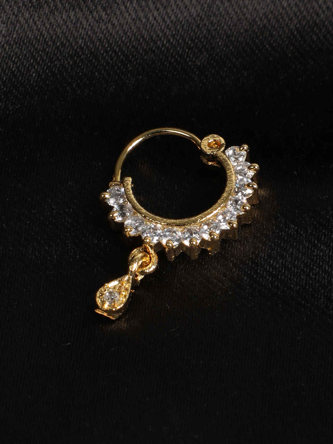 Buy Jazz And Sizzle Gold-Plated American Diamond Studded Traditional Nose Pins - Purplle