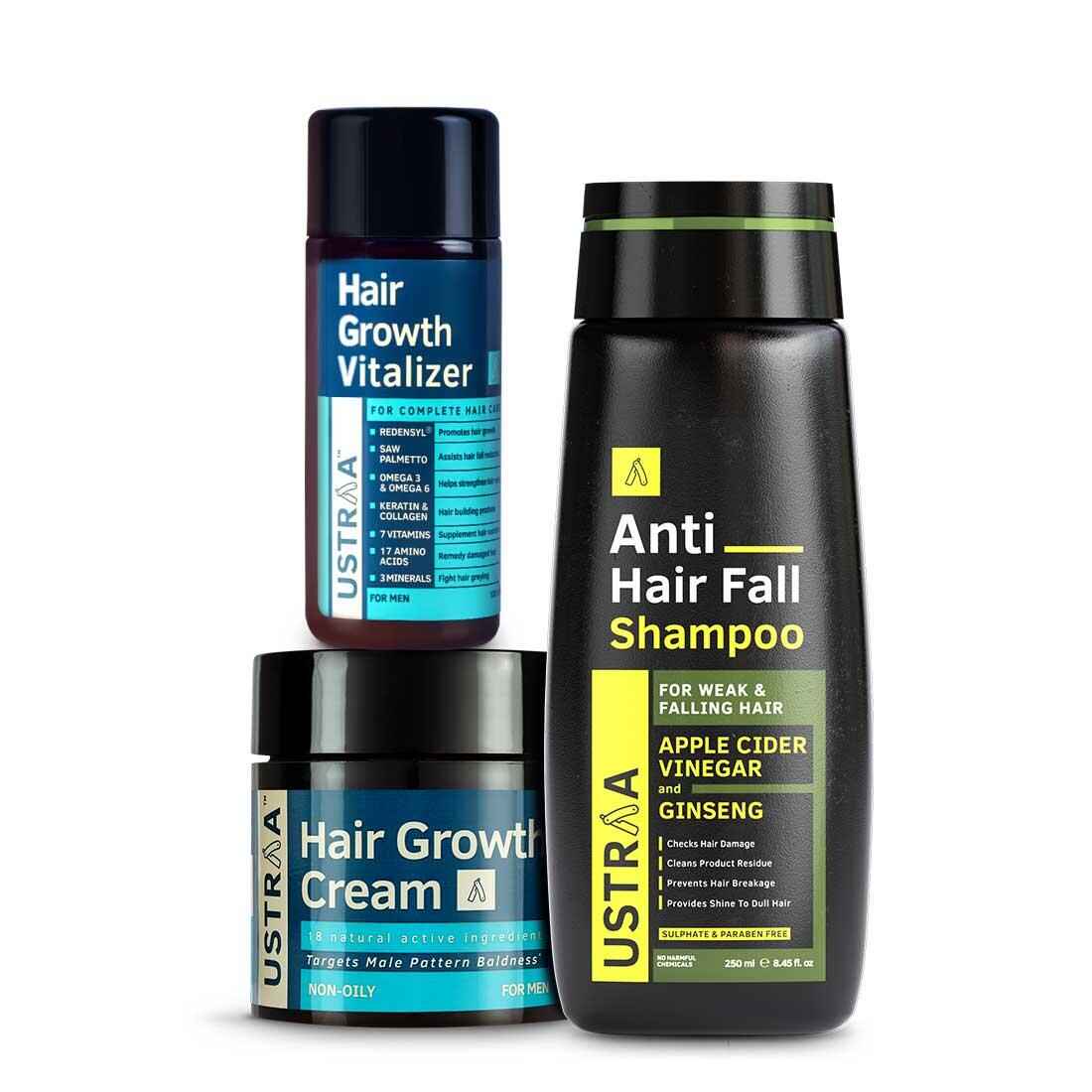 Buy Ustraa Hair Growth Kit (Anti Hairfall Shampoo 250ml, Hair Growth Vitalizer & Cream) - Purplle