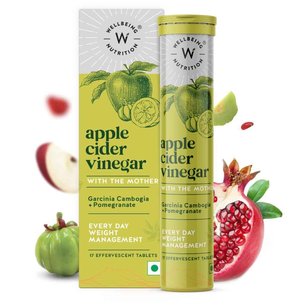 Buy Wellbeing Nutrition Apple Cider Vinegar with Garcinia Cambogia | Effective Weight Management, Gut Health and Skin Glow (17 Effervescent Tablets) - Purplle