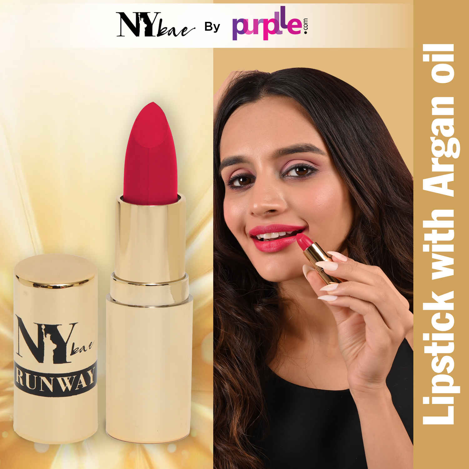 Buy NY Bae Runway Matte Lipstick | Infused With Argan Oil | Pink | Moisturising | Long Lasting | Light weight- First Look 1 (4.5 gm) - Purplle