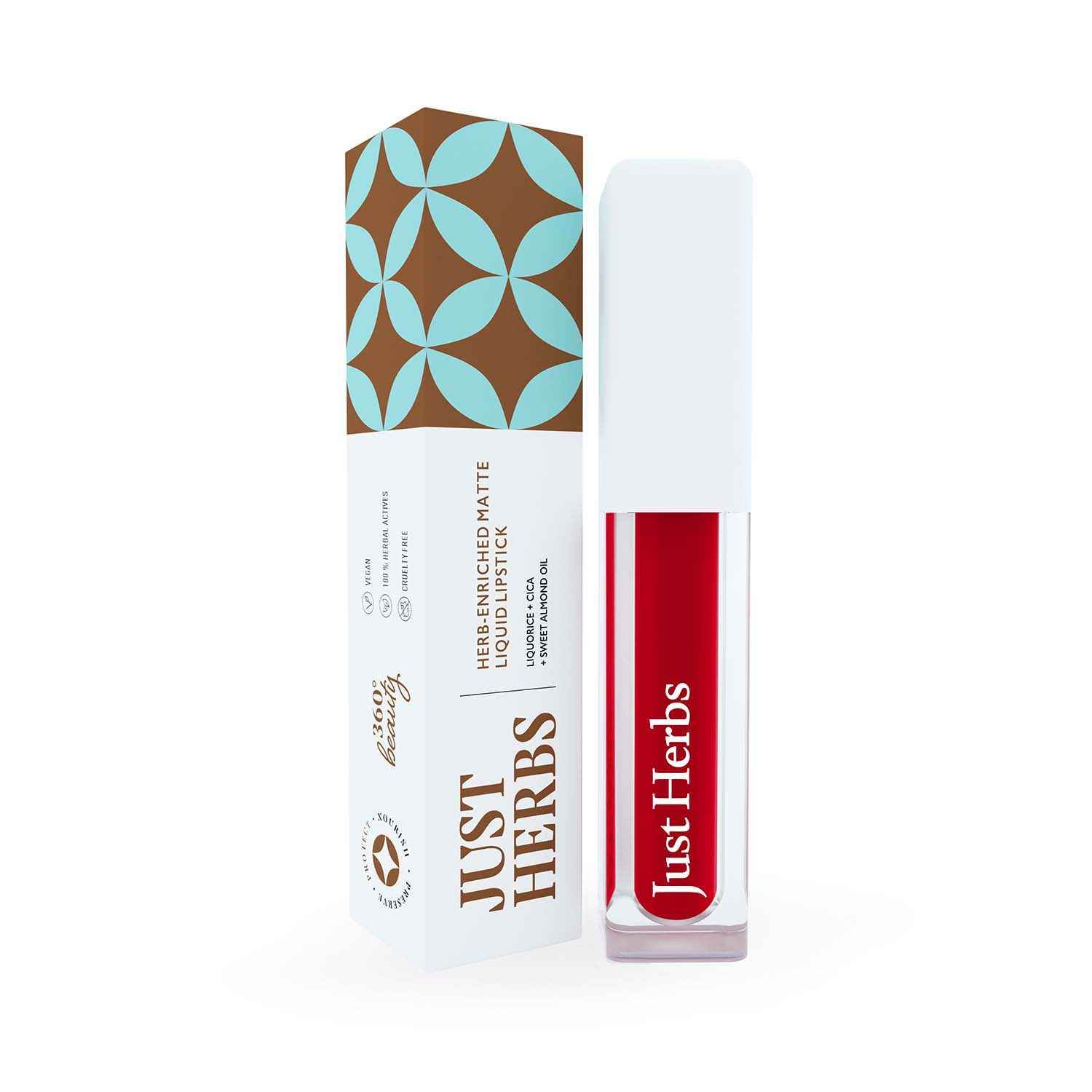 Buy Just Herbs Ayurvedic Creamy Matte Long Lasting Liquid Lipstick, Lightweight & Hydrating Lip Colour with Liquorice & Sweet Almond Oil - Hibiscus Red - Purplle