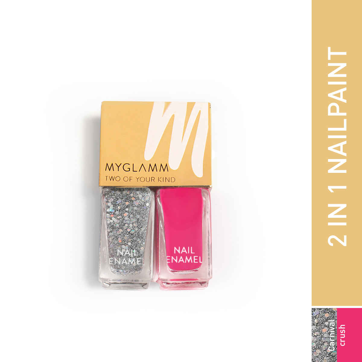 Buy MyGlamm Two Of Your Kind Nail Enamel Duo Glitter Collection-Carnival Crush-2x5ml - Purplle