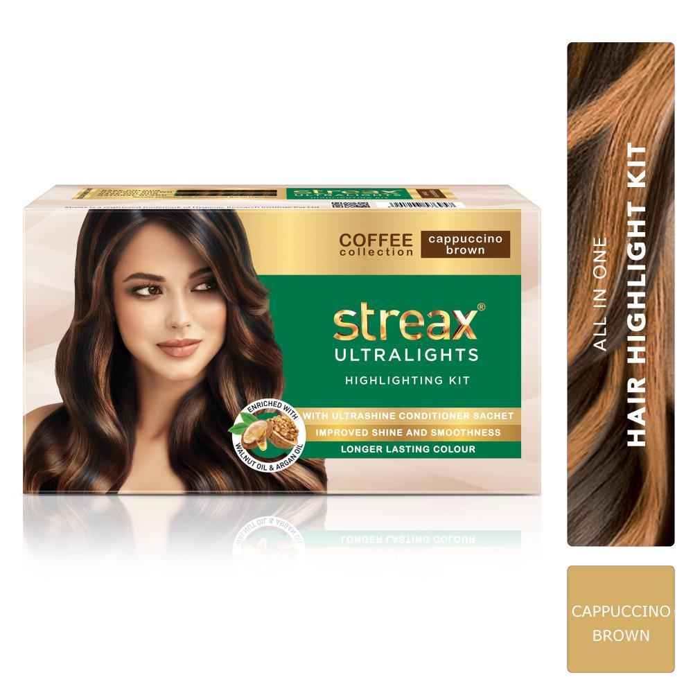 Buy Streax Ultralights Highlight Hair Colour Kit, Semi Permanent Hair colour for women and me, Coffee Collection, Cappucino Brwon, 80 ml - Purplle