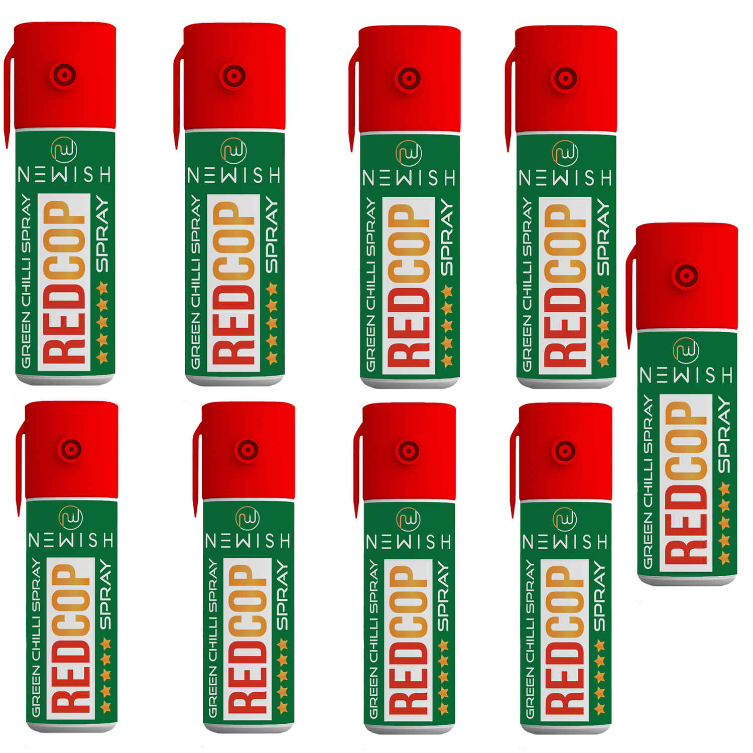 Buy Newish Powerful Self Defence Green Chilli Pepper Spray For Protection & Safety (Pack of 9) For Men & Women 55ml / 35gms - Purplle
