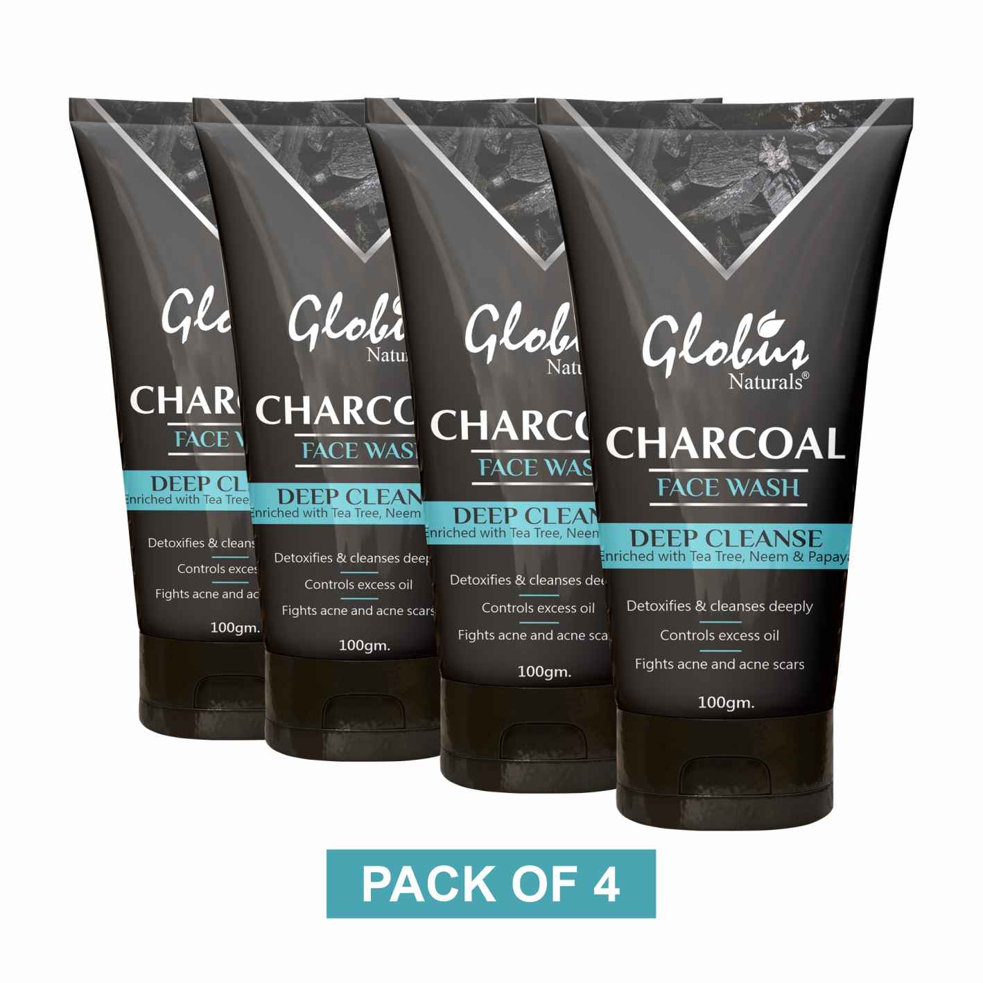 Buy Globus Naturals Charcoal Face Wash Enriched with Tea Tree,Neem & Papaya for Deep Cleanse,Oil Control,Anti-Acne & Pimples, Blackhead Removal Face Wash (400 g) - Purplle