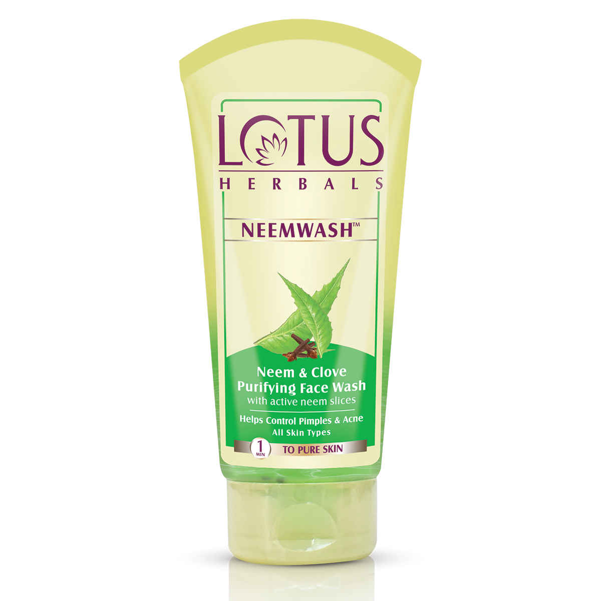 Buy Lotus Herbals Neemwash Neem & Clove Ultra Purifying Face Wash With Active Neem Slices | Suitable For Oily To Combination Skin | For Acne Prone Skin | 150ml - Purplle