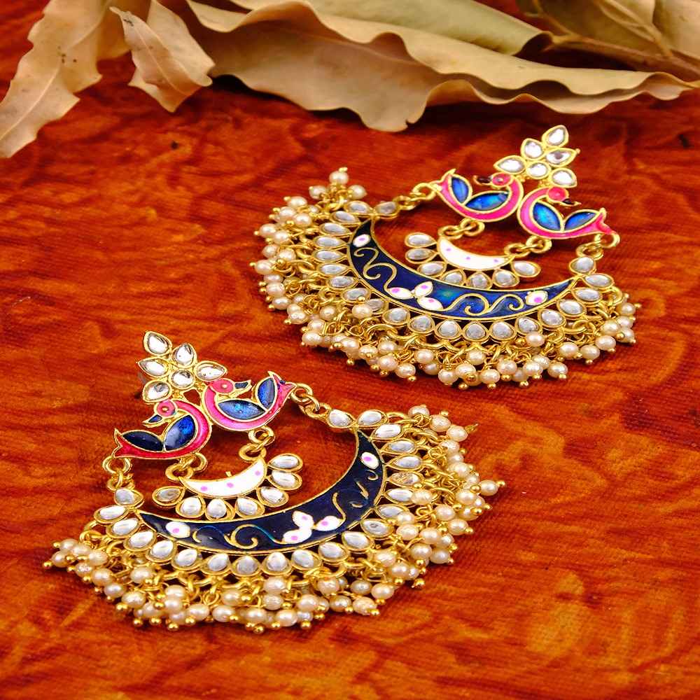 Buy Crunchy Fashion New Collection Of Chandbali Earrings Gold- Plated Colour RAE1243 - Purplle
