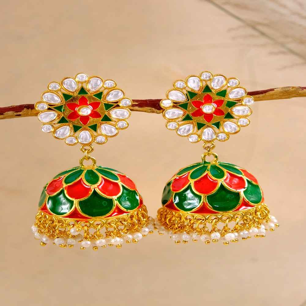 Buy Crunchy Fashion Gold-Plated Meenakari Work Multicolor Earrings Set RAE1310 - Purplle