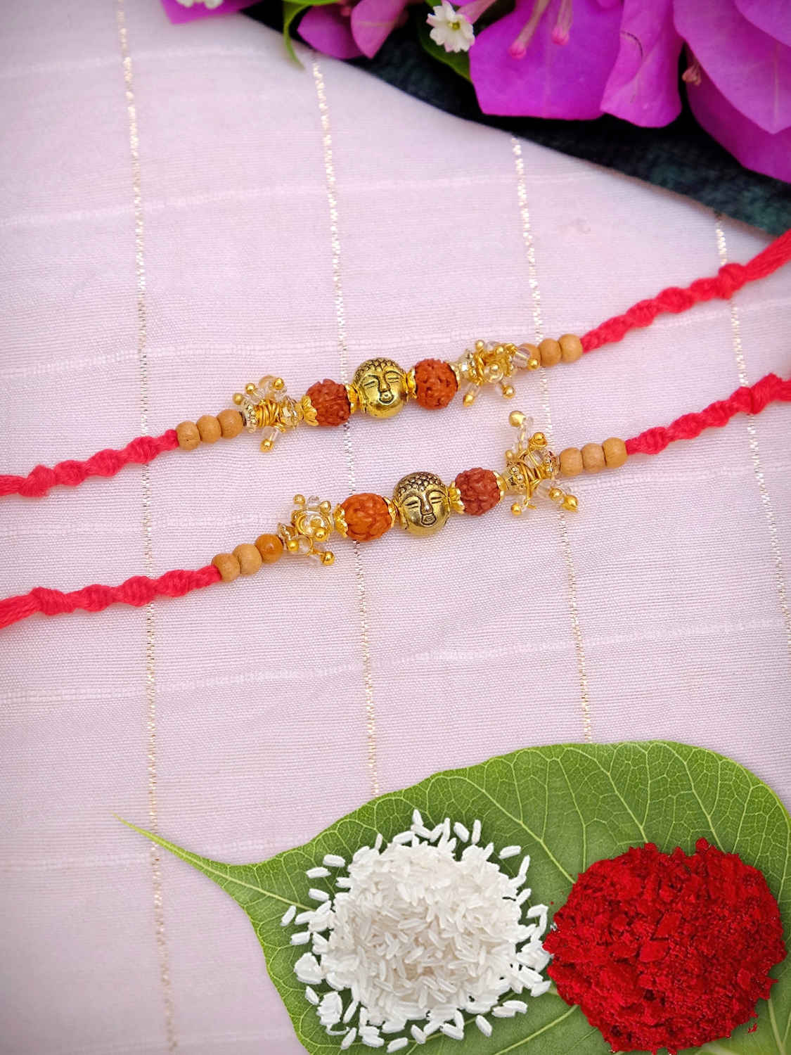 Buy Crunchy Fashion Amroha Craft Designer Rudraksh & Lord Gautam Budh RakhiSet Pack of 2 CFRKH0051 - Purplle