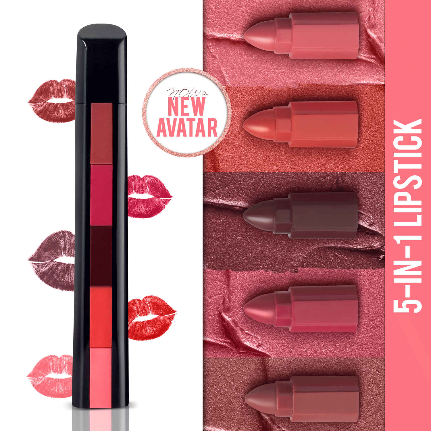 Buy NY Bae 5 in 1 Lipstick - Happy Hues 01 (6.5 gm) | Creamy Matte | Lip Crayon | Multi-use: Blush, Eyeshadow, Lip Liner, Bronzer | Pink & Red Shades | Travel Kit - Purplle