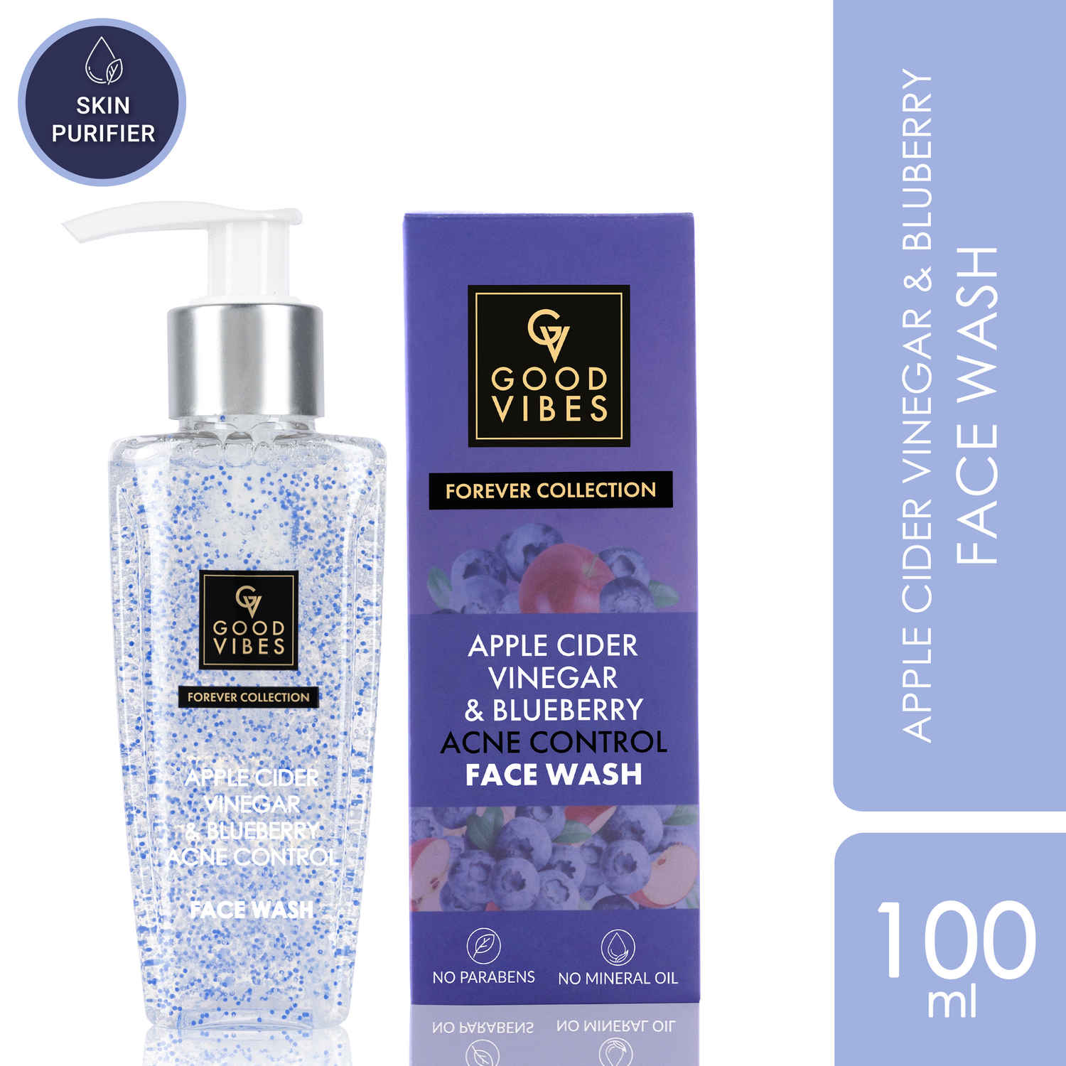 Buy Good Vibes Apple Cider Vinegar & Blueberry Anti Acne Face Wash (100 ml) - Purplle