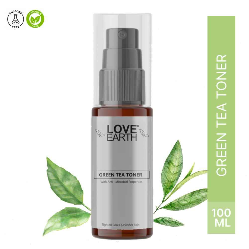 Buy Love Earth Green Tea Toner With Richness Of Green Tea And Essential Oil For Hydrating, Nourishing And Moisturised Skin, Suitable For All Skin Types 100 ml - Purplle