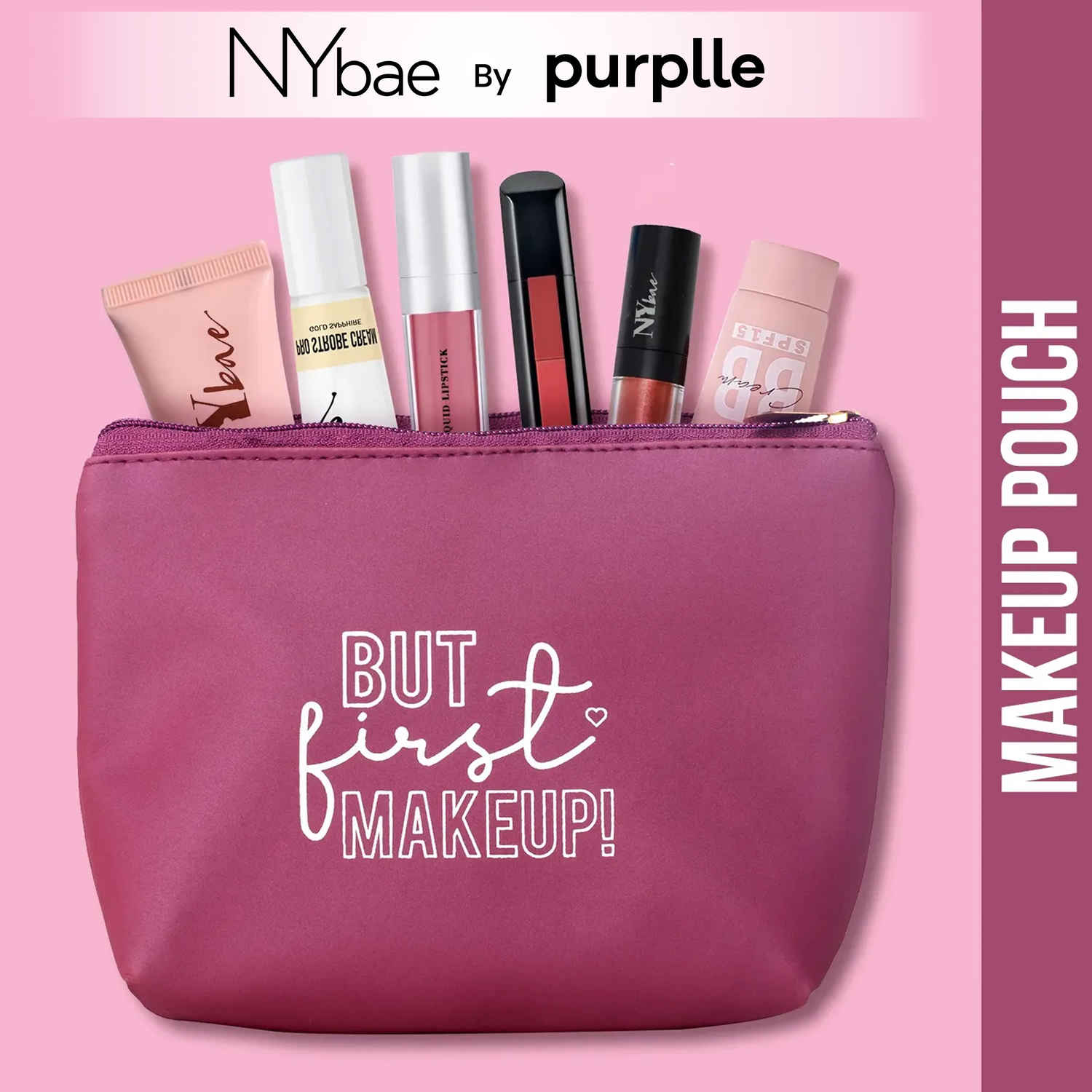 Buy NY Bae Makeup Pouch | Travel Friendly | Multi Purpose Bag | Spacious - Light Pink - Purplle