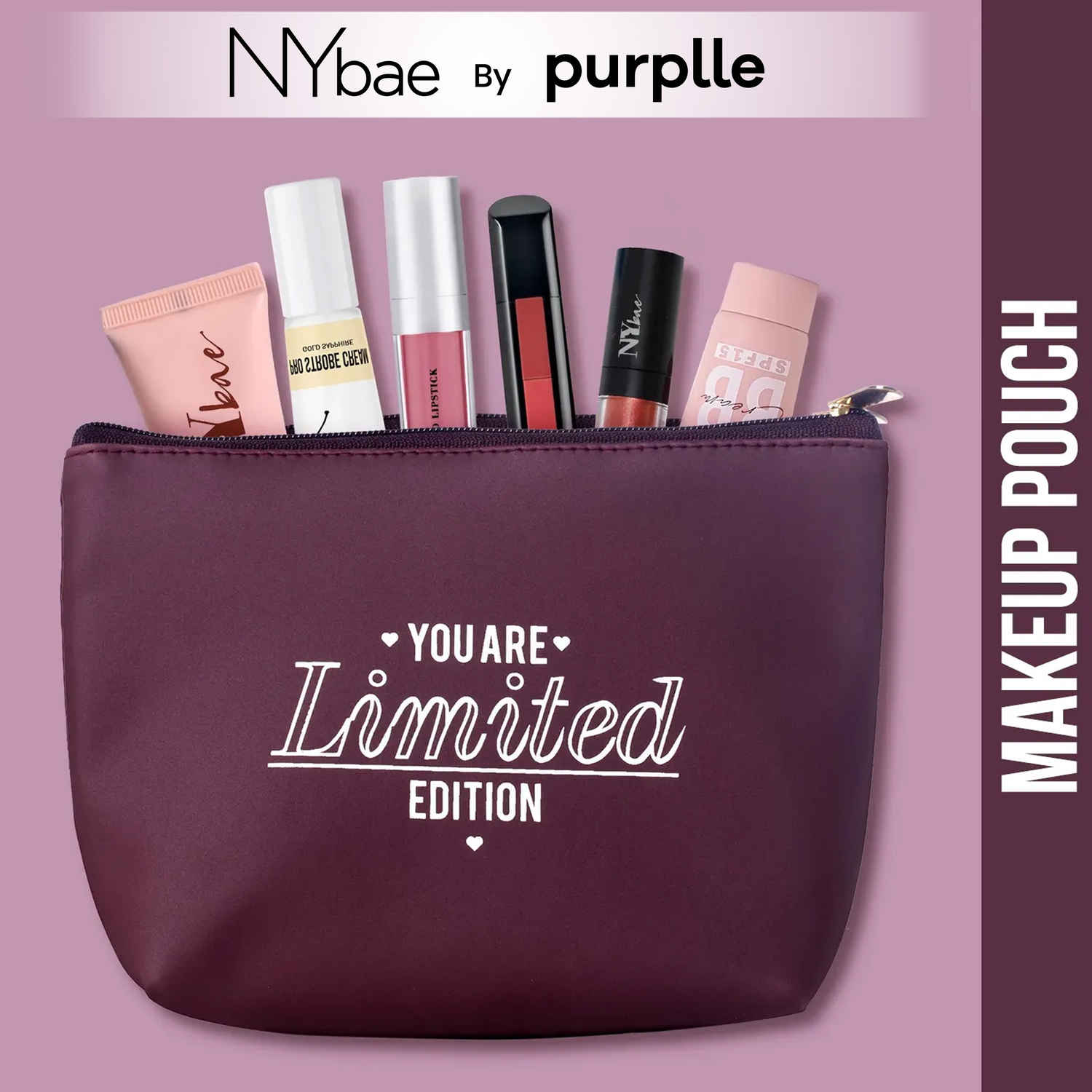Buy NY Bae Makeup Pouch | Travel Friendly | Multi Purpose Bag | Spacious - Wine - Purplle