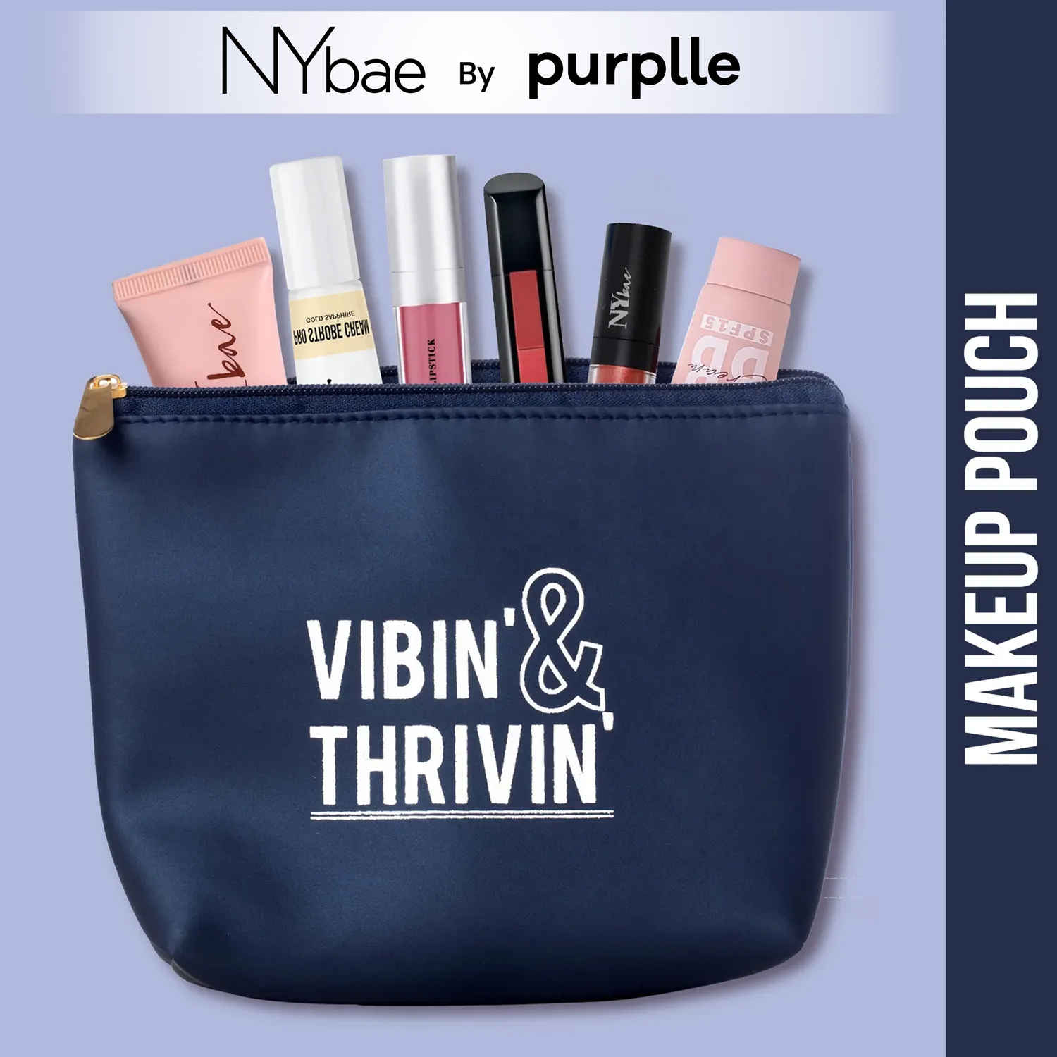 Buy NY Bae Makeup Pouch | Travel Friendly | Multi Purpose Bag | Spacious - Blue - Purplle