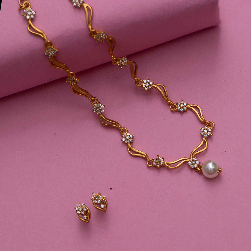 Buy Estele Gold Plated CZ Star wave Designer Necklace Set for Women - Purplle