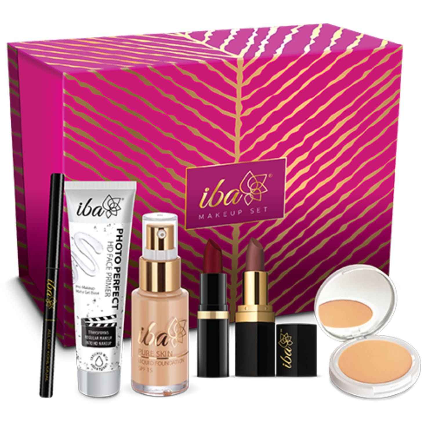 Buy Iba Makeup Gift Set for Women (Dusky) - Foundation, Compact, Primer, Lipsticks, Kajal | Long Lasting | Full Coverage | 100% Vegan & Cruelty-Free (6 items in the set) - Purplle