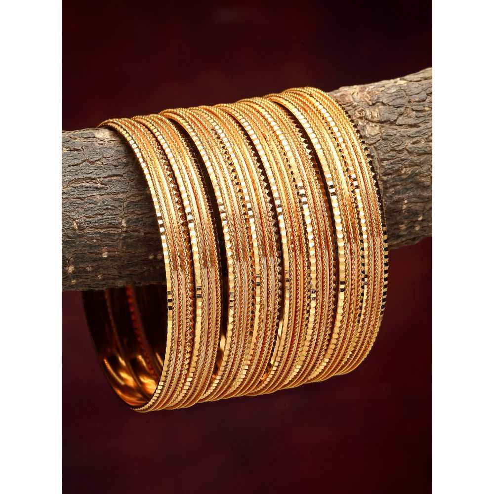 Buy Zeneme Set of 8 Gold-Plated Classic Bangle - Purplle
