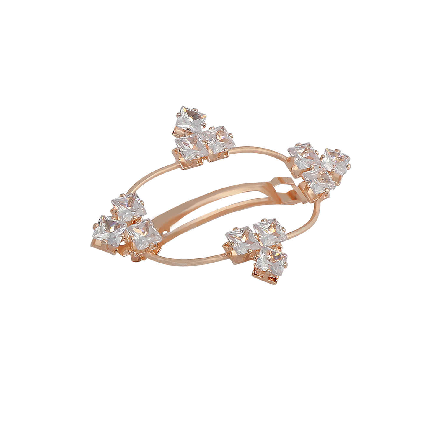 Buy Accessher Rose gold-toned AD Stone Handcrafted French Barrette Hair Pin For Women - Purplle