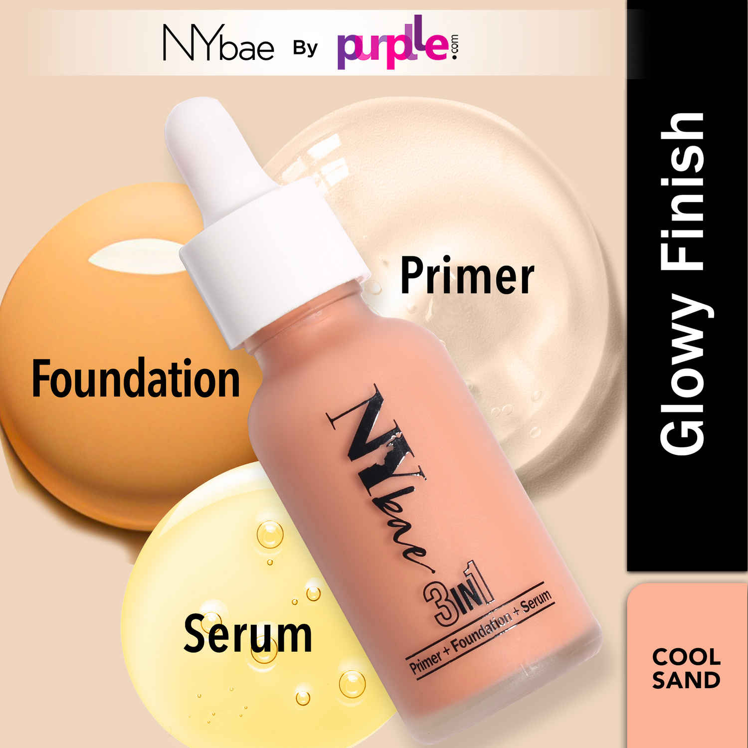 Buy NY Bae 3IN1 Serum Foundation - Cool Sand 06 (30 ml) | Infused with Primer | Moisturising I Glowing Korean Skin I Celeb Glow | Dewy Makeup | Evens Skin Tone | Ultra Glow - Purplle