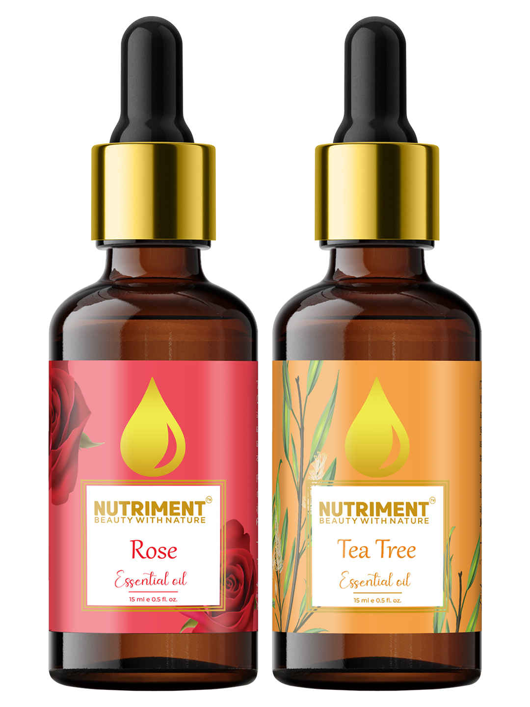 Buy Nutriment Tea Tree & Rose Essential Oil, 15ml Each (Pack of 2) - Purplle