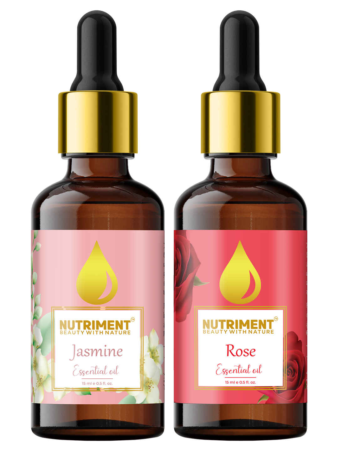 Buy Nutriment Jasmine & Rose Essential Oil, 15ml Each (Pack of 2) - Purplle