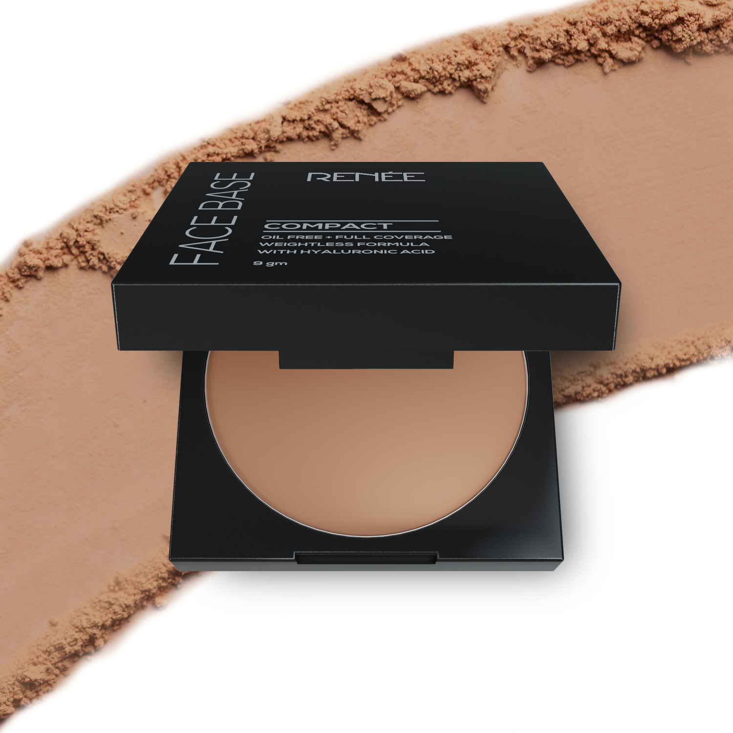 Buy RENEE Face Base Compact Almond Beige, Enriched with Hyaluronic Acid & Vitamin E, Long-lasting, Easy Blend, Matte Finish, 9 gm - Purplle
