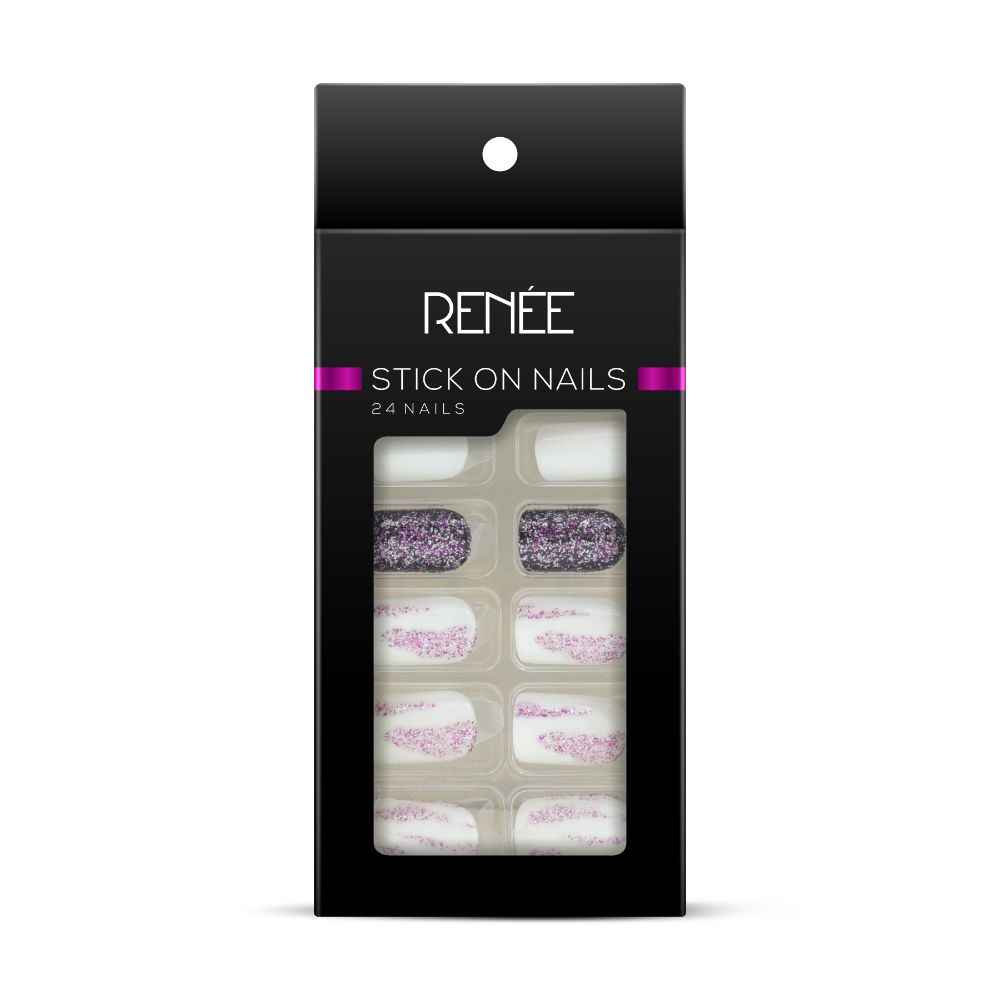 Buy RENEE Stick On Nails DN 01, 24 Reusable Artificial Fake Nail Set, Lightweight & Long Lasting, Easy To Use, Quick Fix For Festivals & Special Occasions - Purplle