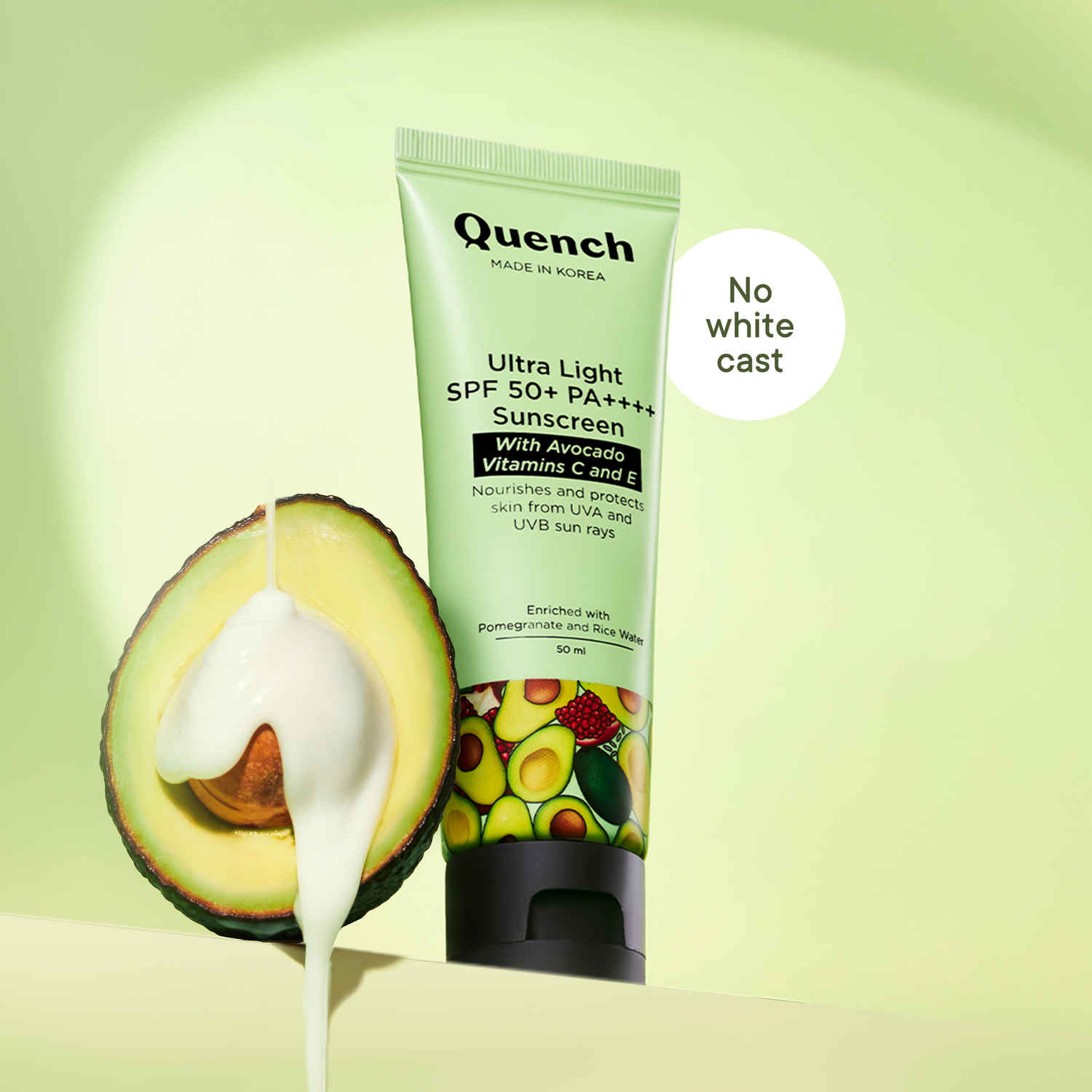 Buy Quench Botanics Vitamin E Spf 50+ Pa++++ Sunscreen With Avocado For Glowing Skin - 50 ml - Purplle