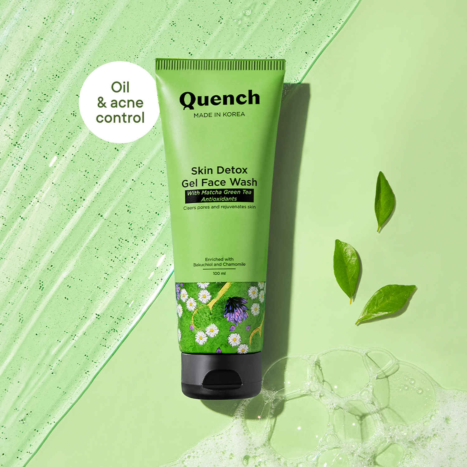 Buy Quench Botanics Matcha Green Tea Face Wash, Detoxifies And Purifies Skin For Oil & Acne Control - 100 ml - Purplle