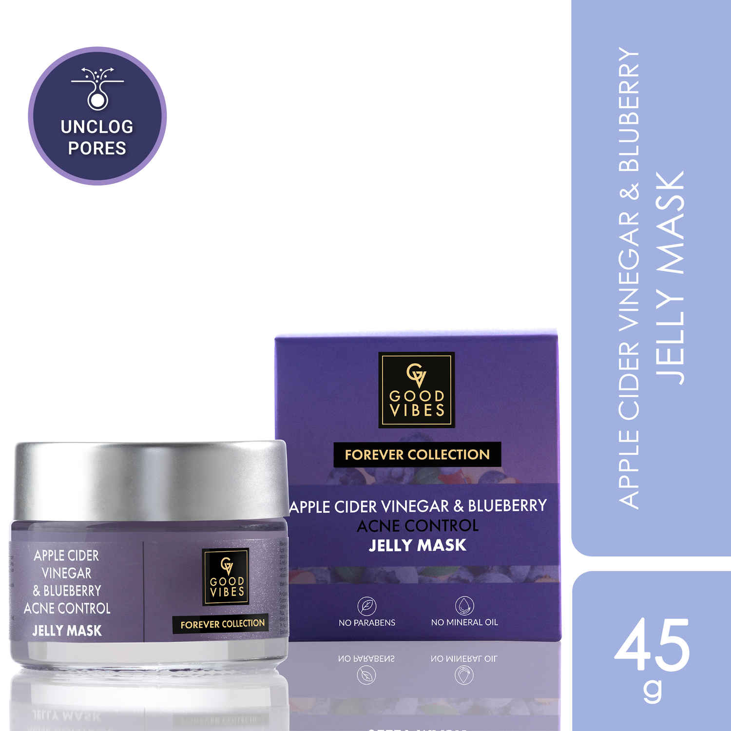 Buy Good Vibes Acne Control Jelly Mask - Apple Cider Vinegar & Blueberry (45 gm) - Purplle