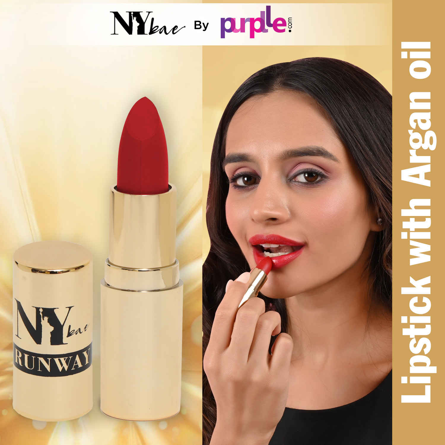 Buy NY Bae Argan Oil Infused Matte Lipstick Runway Range - On Fleek 15 (4.5 gm) | Red | Rich Colour | Full Coverage | Long lasting | Cruelty Free - Purplle
