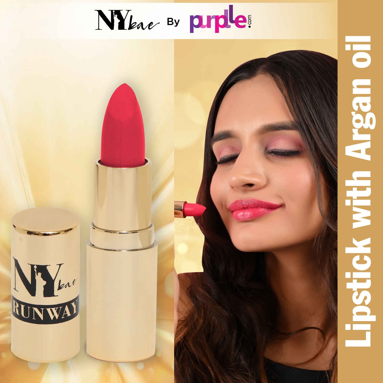 Buy NY Bae Argan Oil Infused Matte Lipstick Runway Range - Play Up 14 (4.5 gm) | Pink | Creamy Matte Finish | Enriched with Argan Oil | Rich Colour Payoff | Full Coverage | Long lasting | Smudgeproof | Weightless | Cruelty Free - Purplle