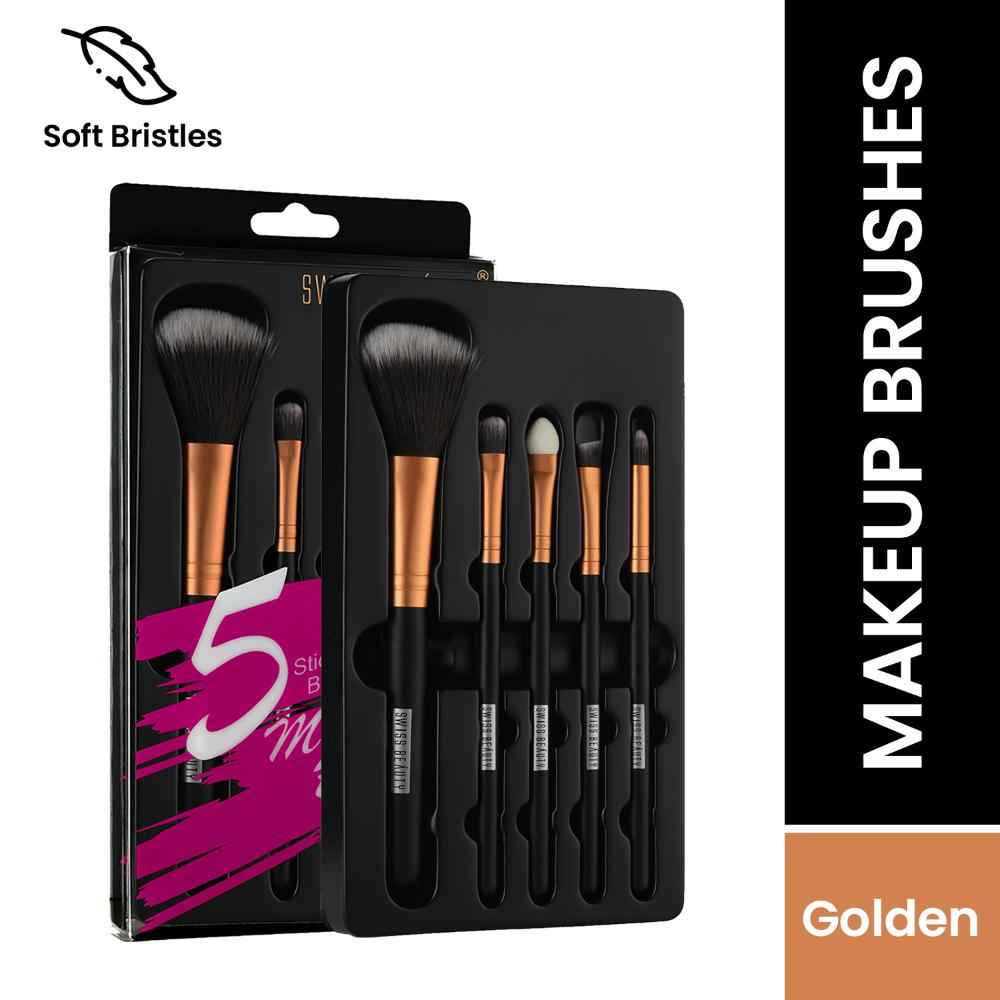 Buy Swiss Beauty Makeup Brushes Set of 5 Golden - Purplle