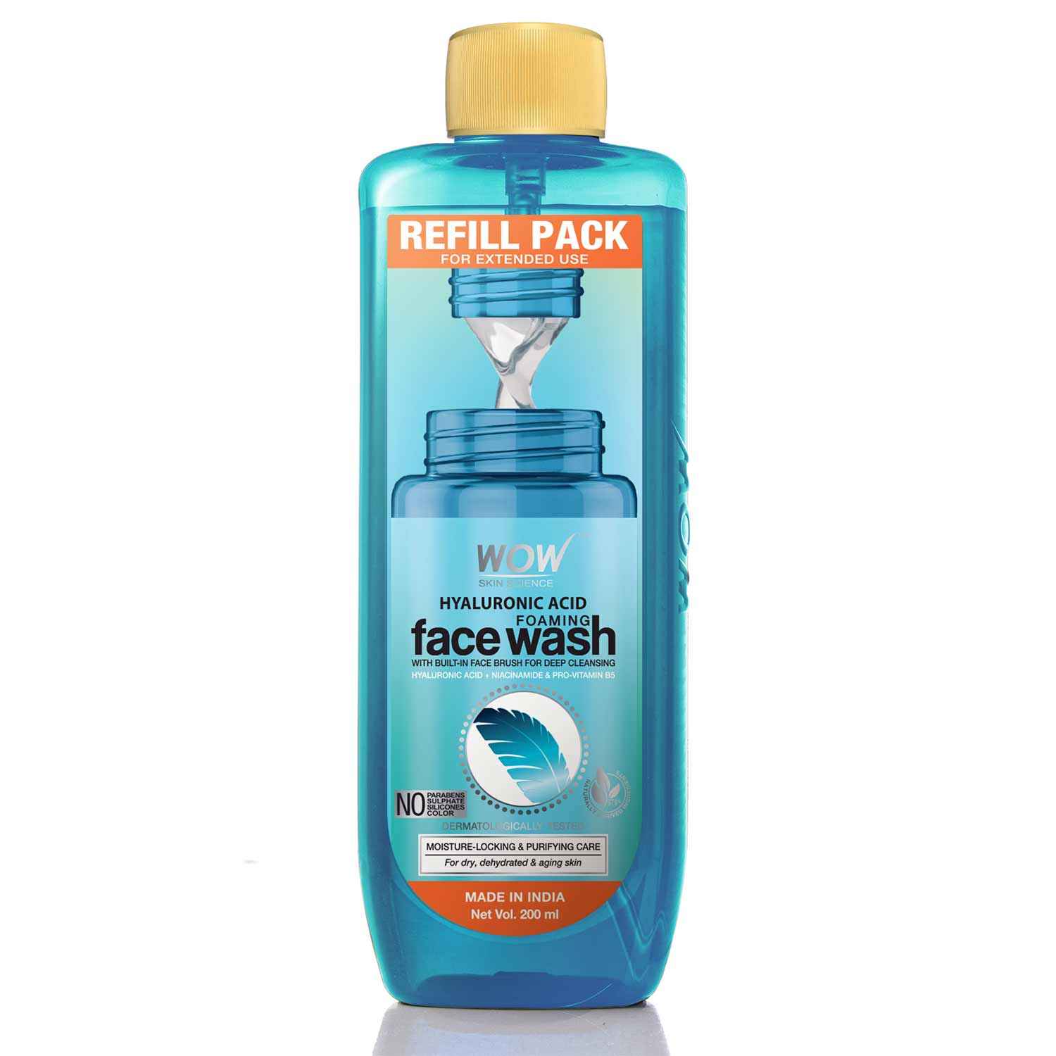 Buy WOW Skin Science Hyaluronic Acid Foaming Face Wash - Facial wash for Dry Skin & Intense Face Cleansing - Refill Pack for Extended Use (200 ml) - Purplle