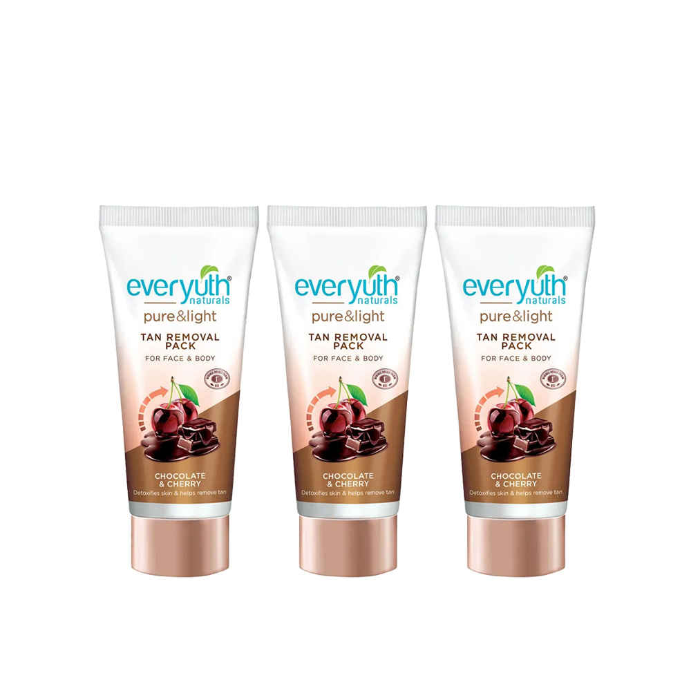 Buy Everyuth Naturals Chocolate and Cherry Tan Removal Face &A BodyA (50 g) - Pack of 3 - Purplle