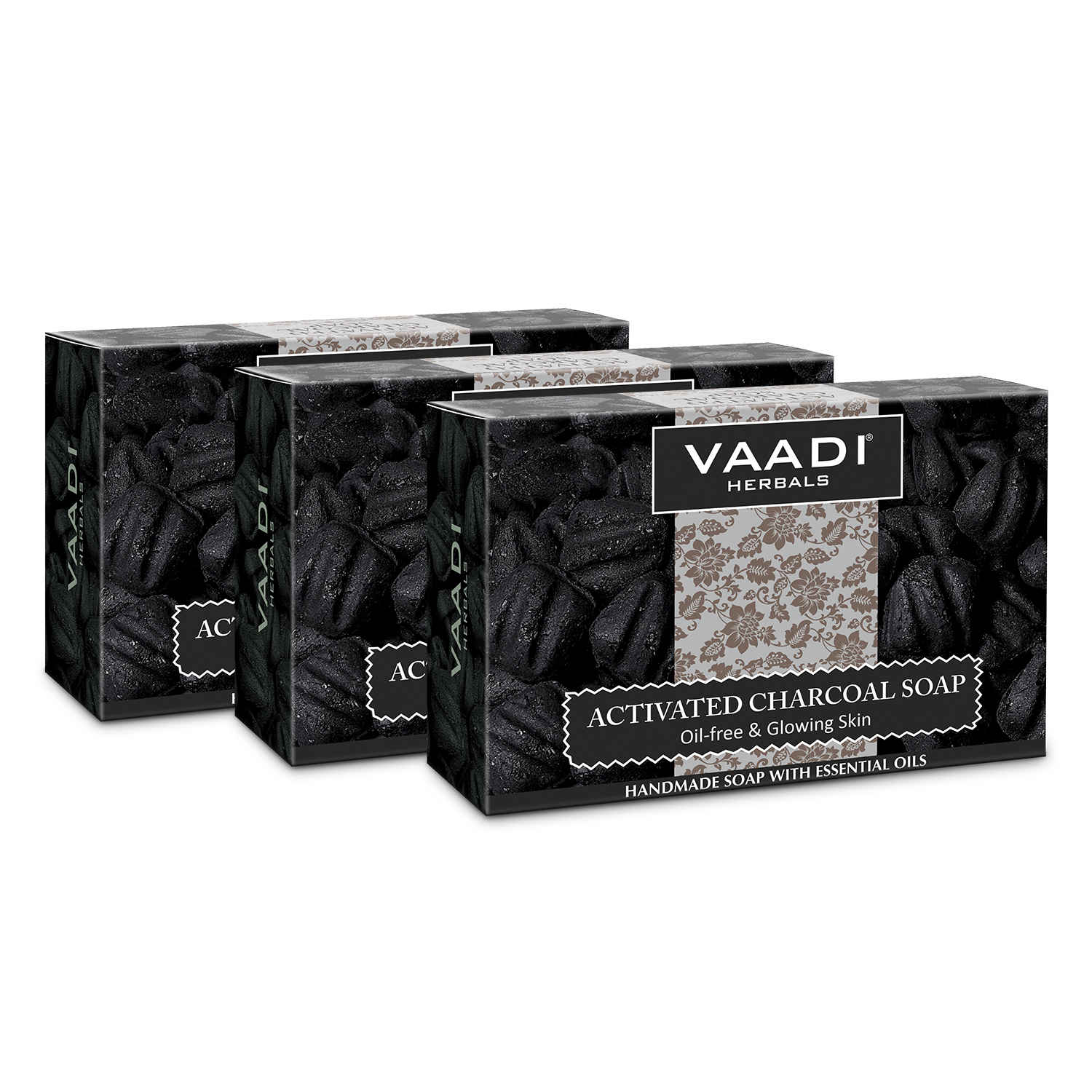 Buy Vaadi Herbals Value Pack of 3 Activated Charcoal Soap (3 X 75 g) - Purplle