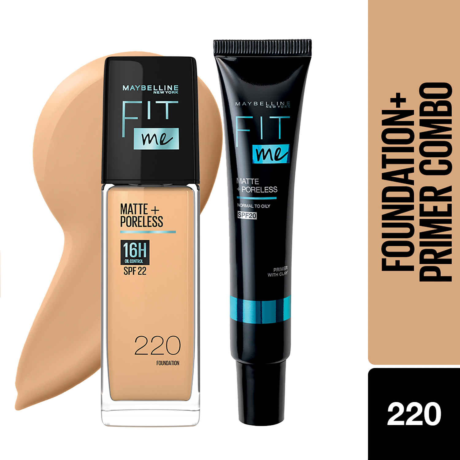 Buy Maybelline New York Fit Me Regime Kit- Fit Me Matte & Poreless Primer+ Fit Me Foundation Shade 220 - Purplle