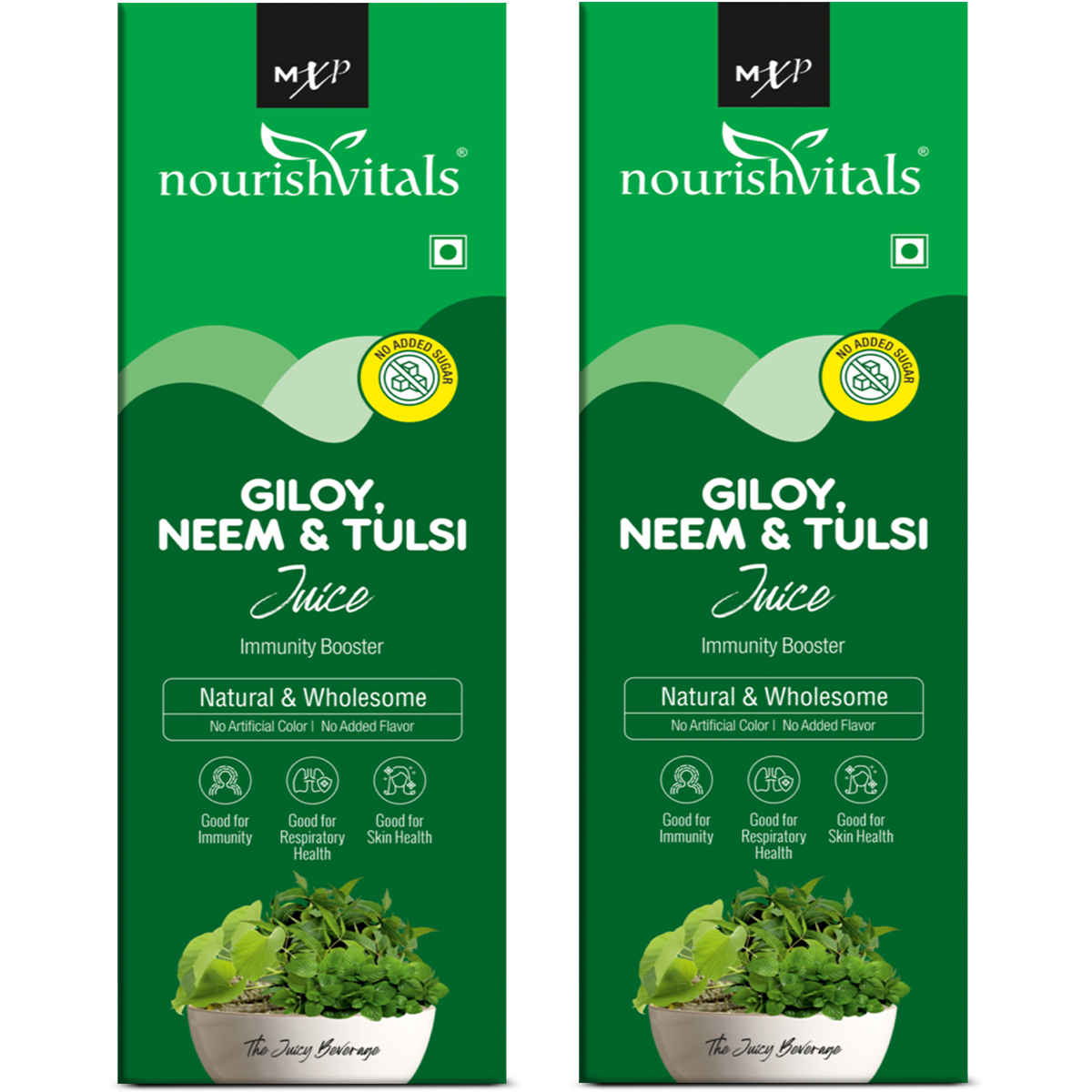 Buy NourishVitals Giloy Neem & Tulsi Juice - Immunity Booster | Natural & Wholesome | For Optimum Respiratory & Skin Health | No Added Sugar, 500ml (Pack of 2) - Purplle