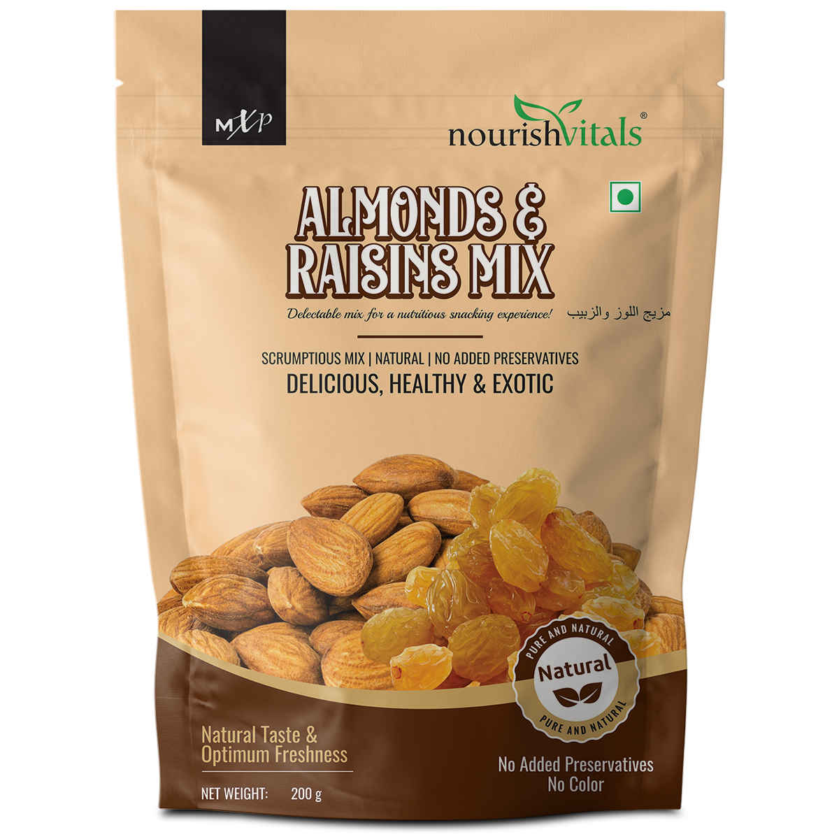 Buy NourishVitals Almonds And Raisins Mix, Scrumptious Mix | Natural | No Added Preservatives, Delicious, Healthy & Exotic, 200 g - Purplle