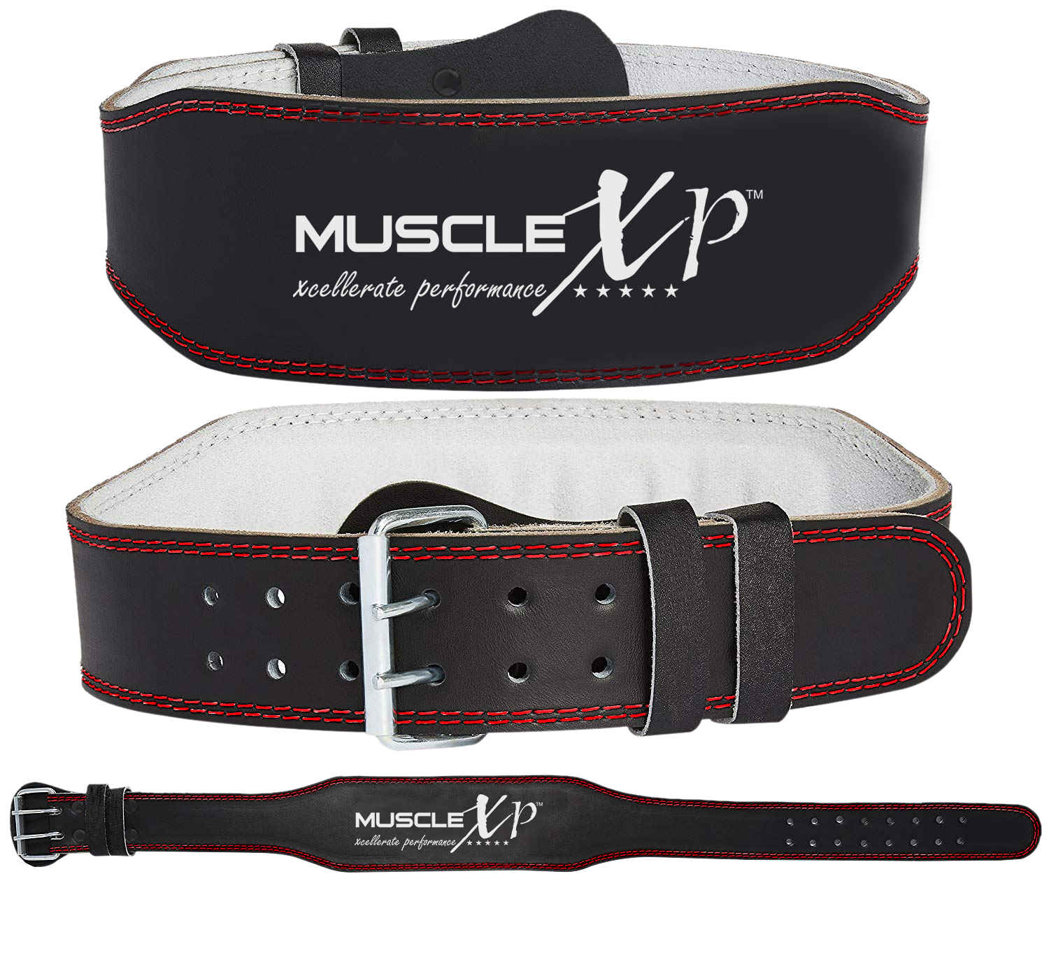 Buy MuscleXP Leather Weight Lifting Gym Belt For Men and Women, Durable, Comfortable & Adjustable With Buckle, Fitness Gym Back Support For Heavy Weight Lifting, Black (XL Size) - Purplle