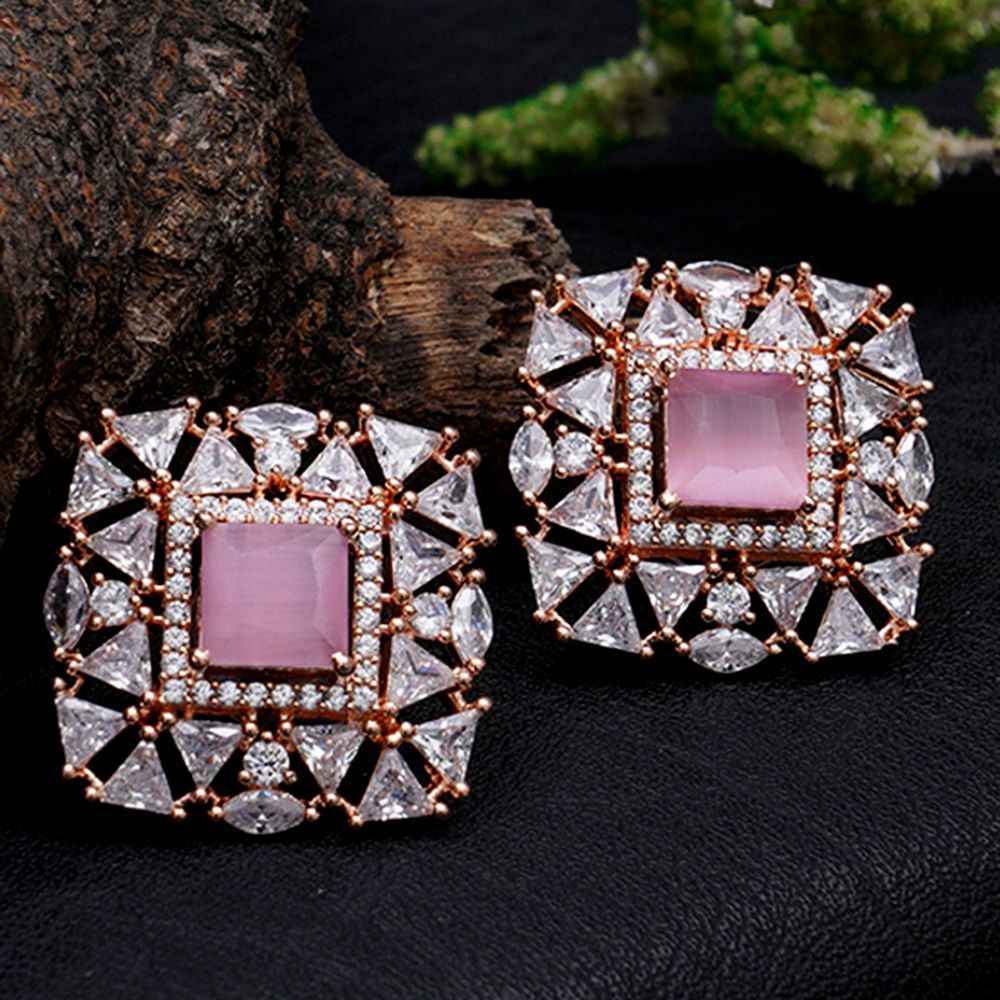 Buy Karatcart Pink American Diamond Studded Classic Stud Earrings for Women - Purplle