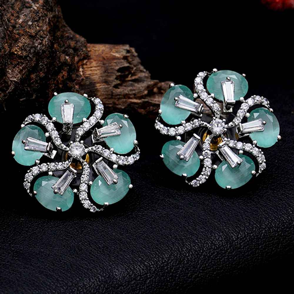 Buy Karatcart Light Green Cubic Zirconia and AD Stud Earrings for Women - Purplle