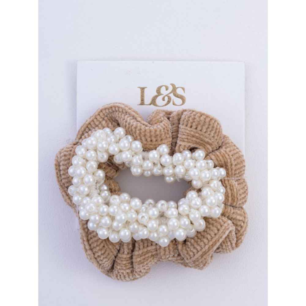 Buy Lilly & Sparkle Pearl And Textured Fabric Scrunchie For Women- Set Of 2 - Purplle